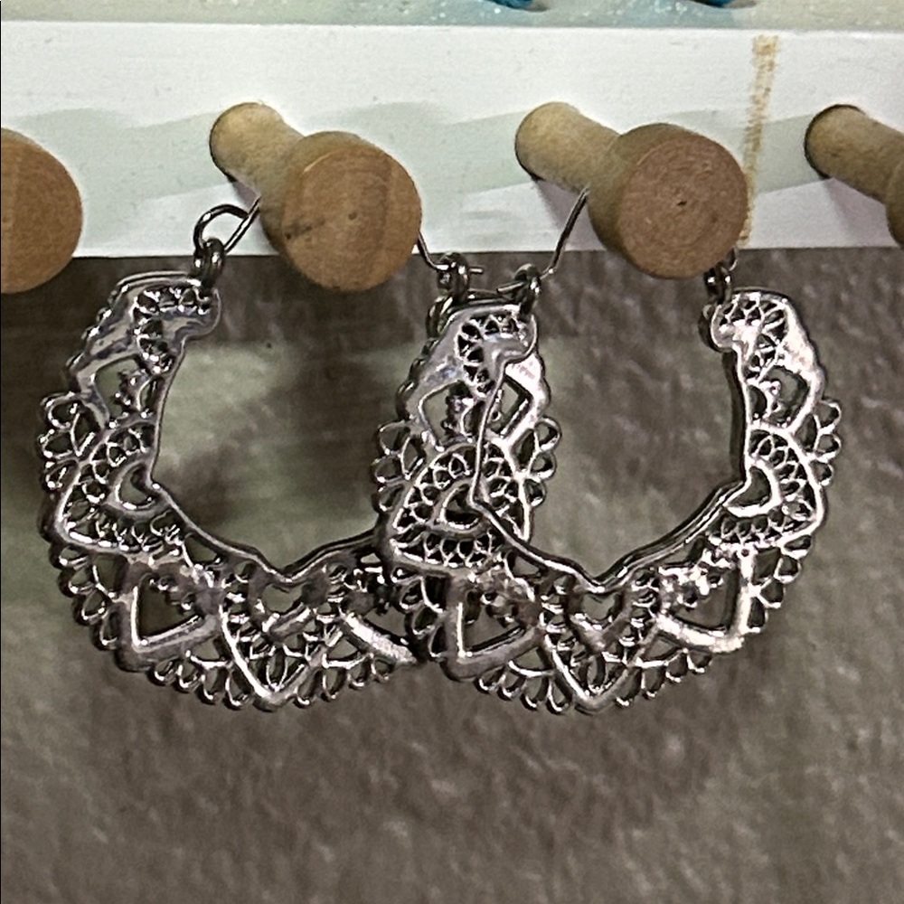 Silver Filagree Hoop Earrings